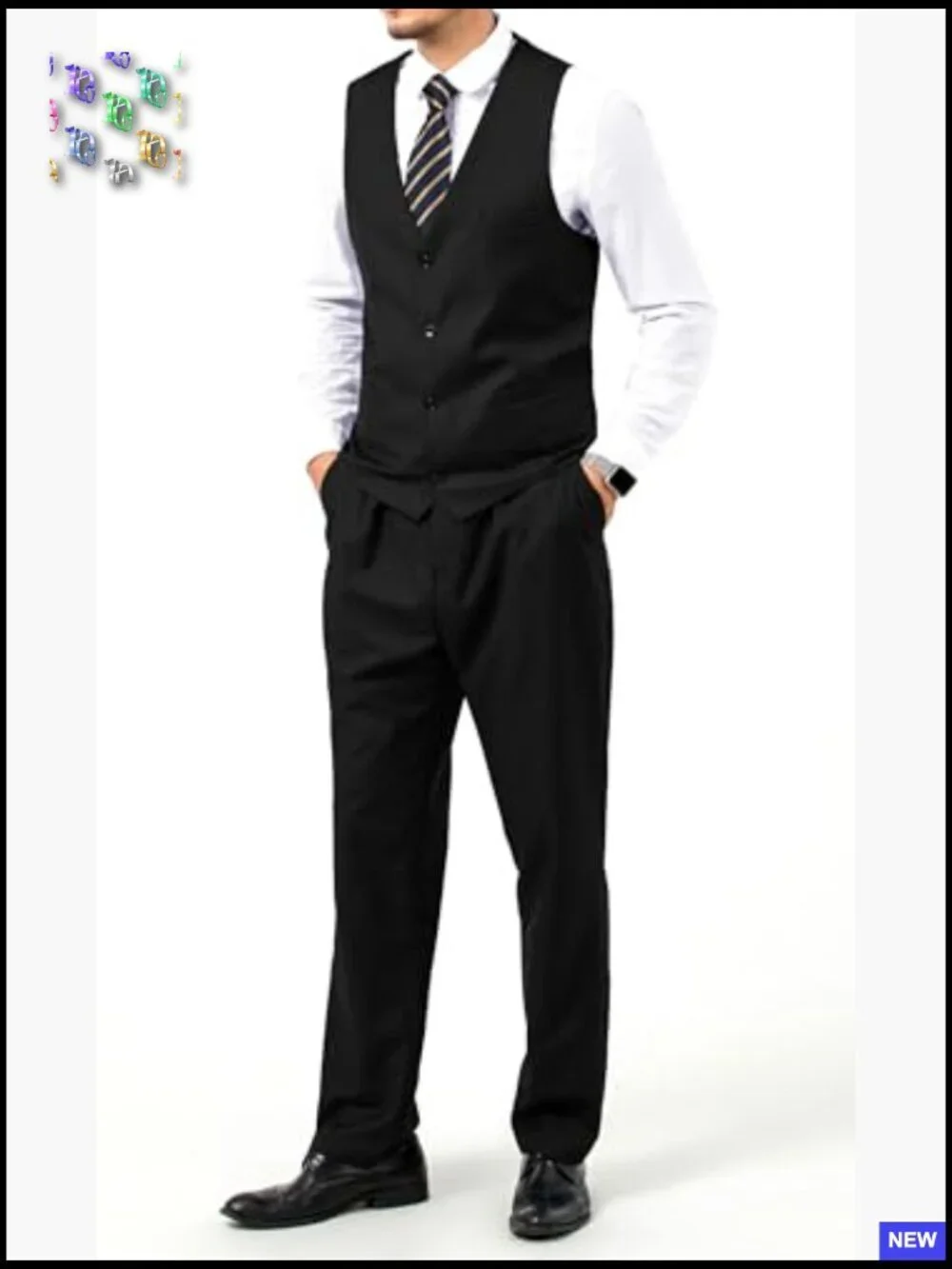 Slim Fit Suit Set with Vest and Tie Modern Formal Business Wear